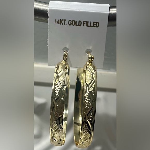 14K Gold Plated Hoop Earrings - Picture 1 of 1